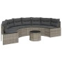Sofá de jardín semicircular con mesa y cojines ratán PE gris en Sofás de exterior | Comprar online en Foru.es