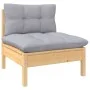 3-seater garden sofa with solid pine wood frame and gray cushions by vidaXL, Outdoor sofas - Ref: Foro24-3096075, Price: 242,...