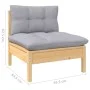 3-seater garden sofa with solid pine wood frame and gray cushions by vidaXL, Outdoor sofas - Ref: Foro24-3096075, Price: 242,...