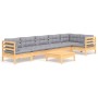 Juego de muebles de jardín 7 pzas y cojines madera pino gris de vidaXL, Conjuntos de jardín - Ref: Foro24-3096399, Precio: 51...