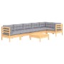 Juego de muebles de jardín 7 pzas y cojines madera pino gris de vidaXL, Conjuntos de jardín - Ref: Foro24-3096399, Precio: 51...