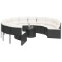Sofá de jardín redondo con mesa y cojines ratán PE negro en Sofás de exterior | Comprar online en Foru.es