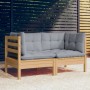 Sofá de jardín 2 plazas con cojines grises madera maciza pino de vidaXL, Sofás de exterior - Ref: Foro24-3096009, Precio: 165...