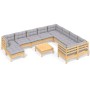 Juego de muebles de jardín 11 pzas y cojines madera de pino de vidaXL, Conjuntos de jardín - Ref: Foro24-3097036, Precio: 857...