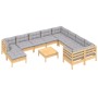 Juego de muebles de jardín 11 pzas y cojines madera de pino de vidaXL, Conjuntos de jardín - Ref: Foro24-3097036, Precio: 857...