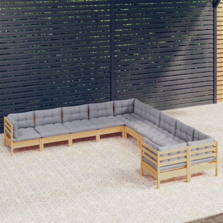 Juego de muebles de jardín 10 pzas y cojines madera de pino de vidaXL, Conjuntos de jardín - Ref: Foro24-3097006, Precio: 780...