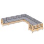 Juego de muebles de jardín 10 pzas y cojines madera de pino de vidaXL, Conjuntos de jardín - Ref: Foro24-3097006, Precio: 780...