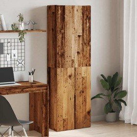 Aparador alto madera de ingeniería envejecida 60x32x190 cm en Armarios archivadores | Comprar online en Foru.es