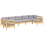 Juego de muebles de jardín 7 pzas y cojines madera de pino gris de vidaXL, Conjuntos de jardín - Ref: Foro24-3097306, Precio:...