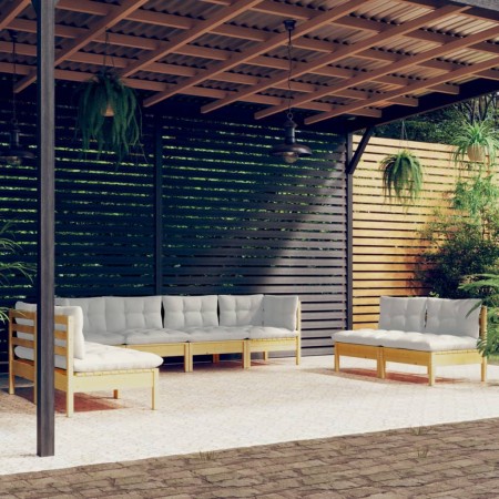 Muebles de jardín 8 piezas cojines madera maciza de pino de vidaXL, Conjuntos de jardín - Ref: Foro24-3096232, Precio: 613,51...