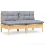 2-Sitzer-Gartensofa mit massiven grauen Kiefernholzkissen von vidaXL, Outdoor-Sofas - Ref: Foro24-3095991, Preis: 150,51 €, R...