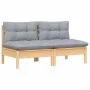 2-Sitzer-Gartensofa mit massiven grauen Kiefernholzkissen von vidaXL, Outdoor-Sofas - Ref: Foro24-3095991, Preis: 150,51 €, R...