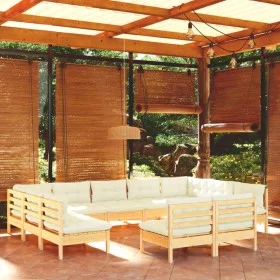 Garden furniture 11 pieces and cushions solid pine wood cream color by vidaXL, Garden sets - Ref: Foro24-3097211, Price: 820,...