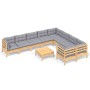 Juego de muebles de jardín 10 pzas y cojines madera de pino de vidaXL, Conjuntos de jardín - Ref: Foro24-3096988, Precio: 788...
