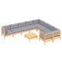 Juego de muebles de jardín 10 pzas y cojines madera de pino de vidaXL, Conjuntos de jardín - Ref: Foro24-3096988, Precio: 788...