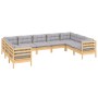 Juego de muebles de jardín 9 pzas y cojines madera de pino gris de vidaXL, Conjuntos de jardín - Ref: Foro24-3097318, Precio:...
