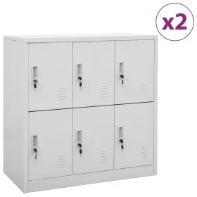 Schließfachschränke 2 Einheiten aus hellgrauem Stahl 90x45x92,5 cm von vidaXL, Schließfächer und Lagerschränke - Ref: Foro24-...
