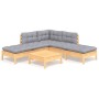 Juego de muebles de jardín 6 pzas y cojines madera pino gris de vidaXL, Conjuntos de jardín - Ref: Foro24-3096315, Precio: 42...