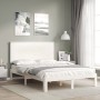 Estructura de cama con cabecero madera maciza blanco 120x200 cm de vidaXL, Camas y somieres - Ref: Foro24-3193657, Precio: 15...