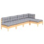 Juego de muebles de jardín 5 pzas y cojines madera pino gris de vidaXL, Conjuntos de jardín - Ref: Foro24-3096333, Precio: 35...