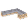 Juego de muebles de jardín 9 pzas y cojines madera de pino de vidaXL, Conjuntos de jardín - Ref: Foro24-3096982, Precio: 743,...