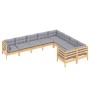 Juego de muebles de jardín 9 pzas y cojines madera de pino de vidaXL, Conjuntos de jardín - Ref: Foro24-3096982, Precio: 743,...