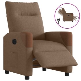 Sillón reclinable eléctrico de tela marrón en Sillones | Comprar online en Foru.es