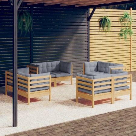 Juego de muebles de jardín 8 pzas y cojines madera de pino de vidaXL, Conjuntos de jardín - Ref: Foro24-3096057, Precio: 647,...
