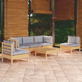 Juego de muebles de jardín 6 pzas y cojines madera maciza pino de vidaXL, Conjuntos de jardín - Ref: Foro24-3096189, Precio: ...