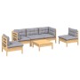 Juego de muebles de jardín 6 pzas y cojines madera maciza pino de vidaXL, Conjuntos de jardín - Ref: Foro24-3096189, Precio: ...