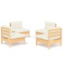Muebles de jardín 4 piezas cojines madera de pino crema de vidaXL, Conjuntos de jardín - Ref: Foro24-3096028, Precio: 300,41 ...