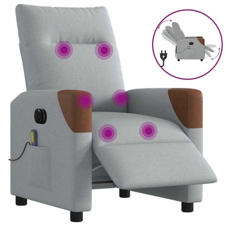 Sillón reclinable de masaje eléctrico tela gris claro en Sillones | Comprar online en Foru.es