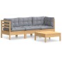 Juego de muebles de jardín 4 pzas y cojines madera de pino de vidaXL, Conjuntos de jardín - Ref: Foro24-3096105, Precio: 311,...