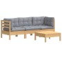 Juego de muebles de jardín 4 pzas y cojines madera de pino de vidaXL, Conjuntos de jardín - Ref: Foro24-3096105, Precio: 311,...