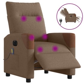 Sillón reclinable de masaje eléctrico tela marrón en Sillones | Comprar online en Foru.es