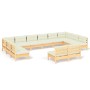 Muebles de jardín 12 piezas y cojines madera maciza de pino de vidaXL, Conjuntos de jardín - Ref: Foro24-3097223, Precio: 939...