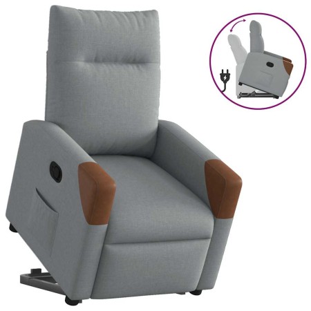 Sillón reclinable elevable de tela gris claro en Sillones | Comprar online en Foru.es