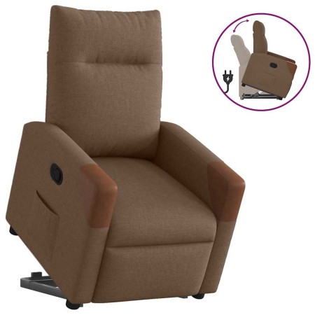 Sillón reclinable elevable de tela marrón en Sillones | Comprar online en Foru.es