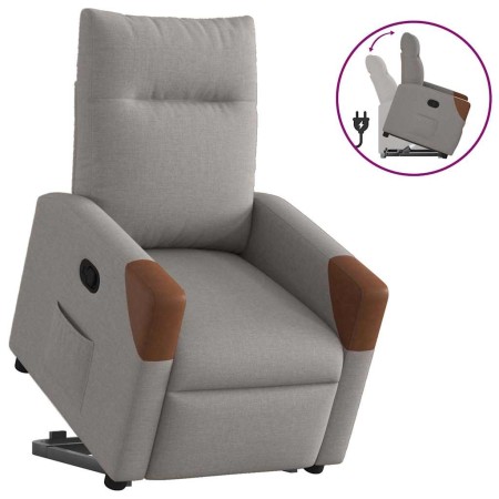 Sillón reclinable elevable tela gris taupe en Sillones | Comprar online en Foru.es