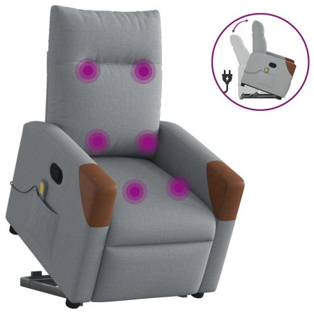 Sillón de masaje reclinable de pie de tela gris claro en Sillones | Comprar online en Foru.es