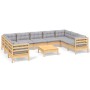 Juego de muebles de jardín 10 pzas y cojines madera de pino de vidaXL, Conjuntos de jardín - Ref: Foro24-3097324, Precio: 788...