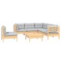 Juego de muebles de jardín 6 pzas y cojines madera pino gris de vidaXL, Conjuntos de jardín - Ref: Foro24-3096411, Precio: 47...