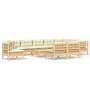 Muebles de jardín 11 pzas y cojines madera maciza de pino crema de vidaXL, Conjuntos de jardín - Ref: Foro24-3096761, Precio:...