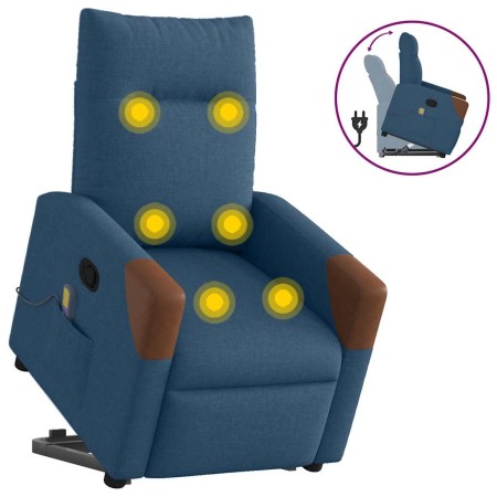 Sillón reclinable de masaje elevable tela azul en Sillones | Comprar online en Foru.es