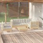 Muebles de jardín 6 piezas cojines madera de pino color crema de vidaXL, Conjuntos de jardín - Ref: Foro24-3096412, Precio: 5...