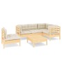 Muebles de jardín 6 piezas cojines madera de pino color crema de vidaXL, Conjuntos de jardín - Ref: Foro24-3096412, Precio: 5...