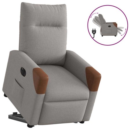 Sillón eléctrico reclinable elevable de tela gris taupe en Sillones | Comprar online en Foru.es