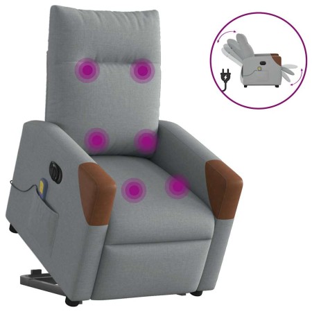 Sillón de masaje eléctrico reclinable elevable tela gris claro en Sillones | Comprar online en Foru.es
