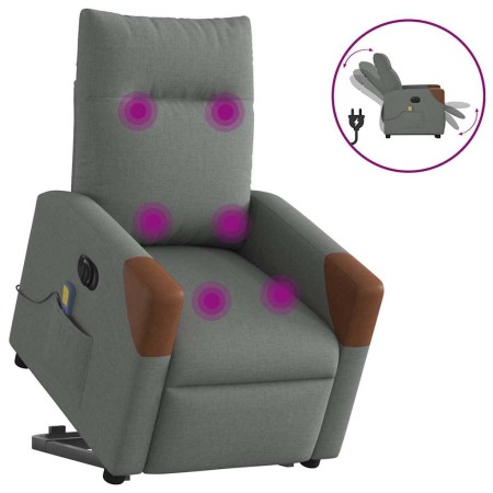 Sillón de masaje eléctrico reclinable elevable tela gris oscuro en Sillones | Comprar online en Foru.es