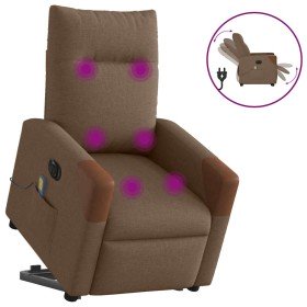 Sillón de masaje eléctrico reclinable elevable tela marrón en Sillones | Comprar online en Foru.es